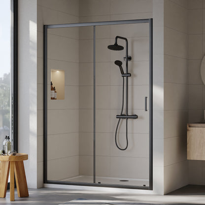 [BEETSL14BP] Almington 6mm Toughened Safety Glass Sliding Shower Door - H: 1900mm - Choice of Profile Finish - Lifestyle 1