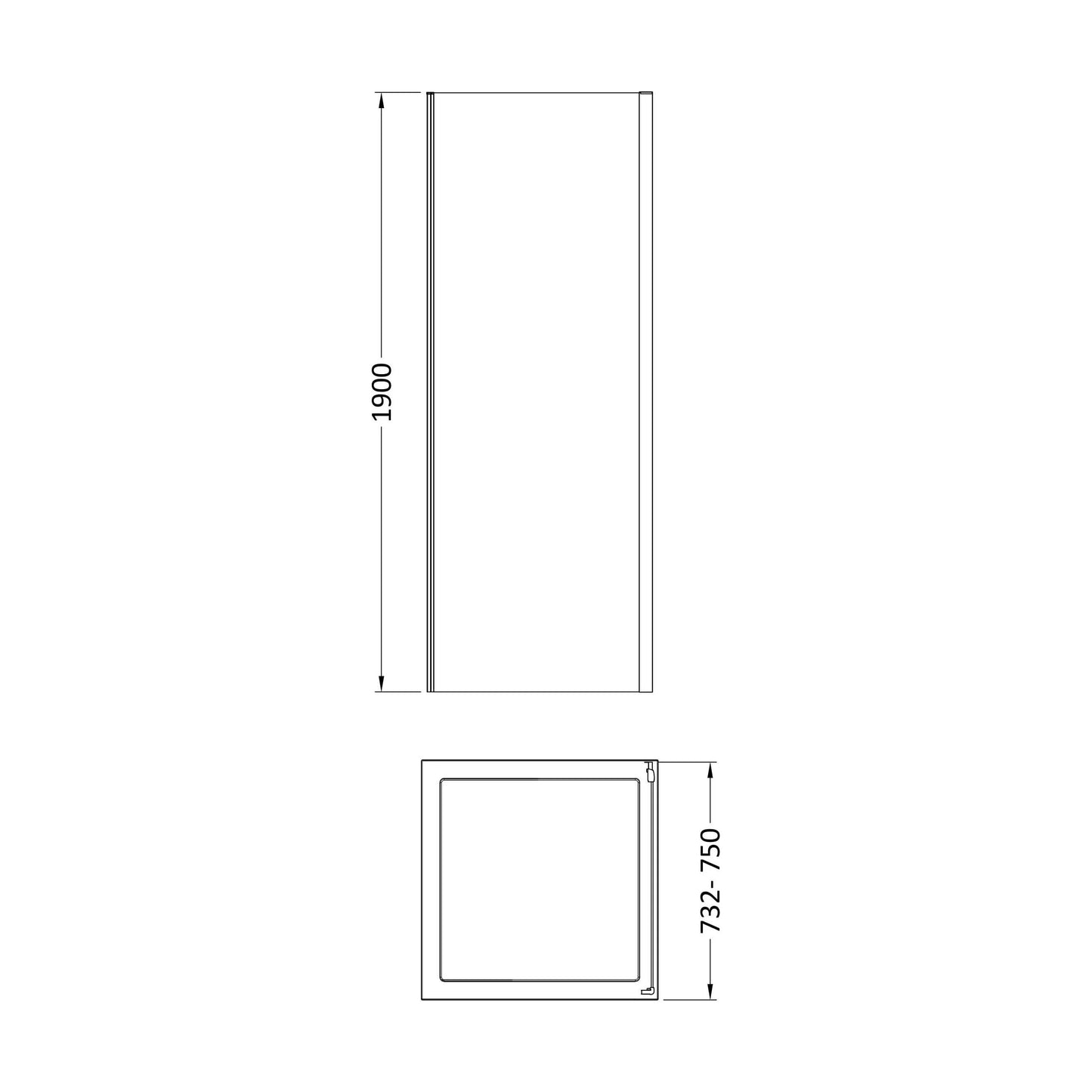 [BEETSP76GM] 760 x 1900mm Side Panel - Technical Drawing