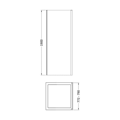 [BEETSP80GM] 800 x 1900mm Side Panel - Technical Drawing