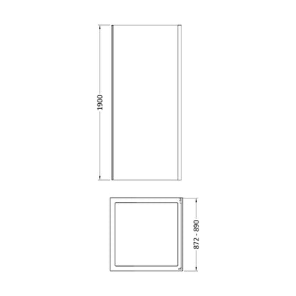 [BEETSP90GM] 900 x 1900mm Side Panel - Technical Drawing