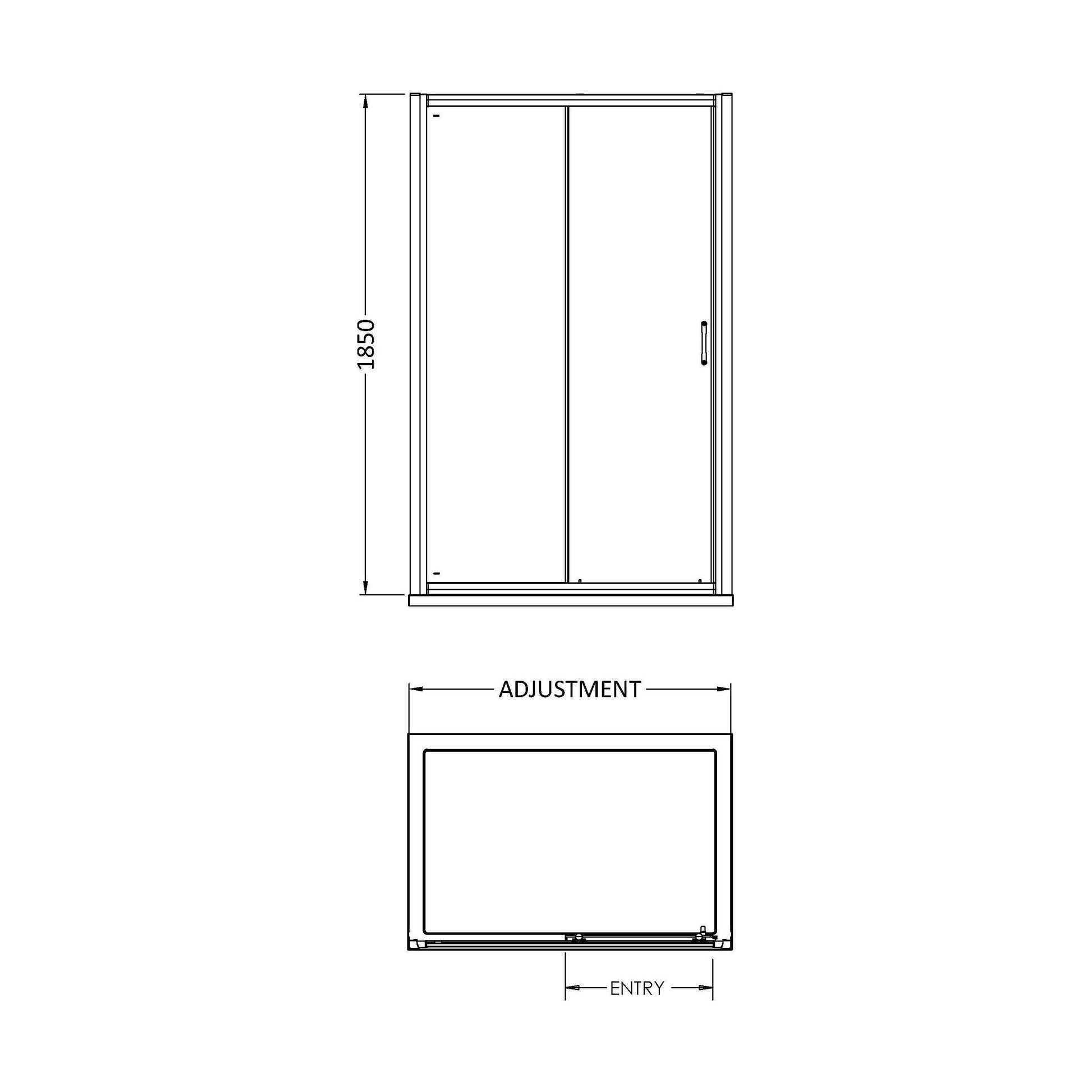 [BEETSQSL14] 1400x1850mm Sliding Shower Door - Technical Drawing