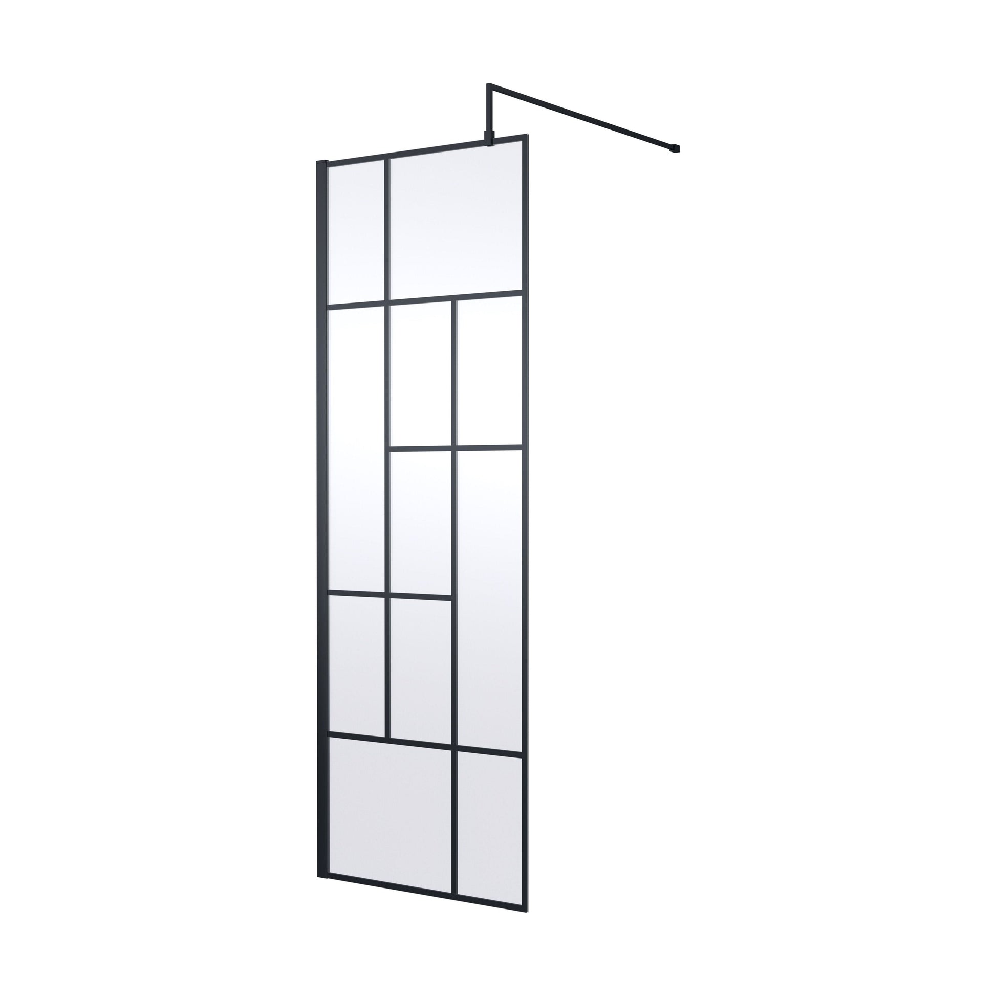 [BEFB070] Balterley Contemporary Bathroom Abstract Frame Design 8mm Glass Wetroom Screen, 1950 x 700 x 14mm, Matt Black - Cutout