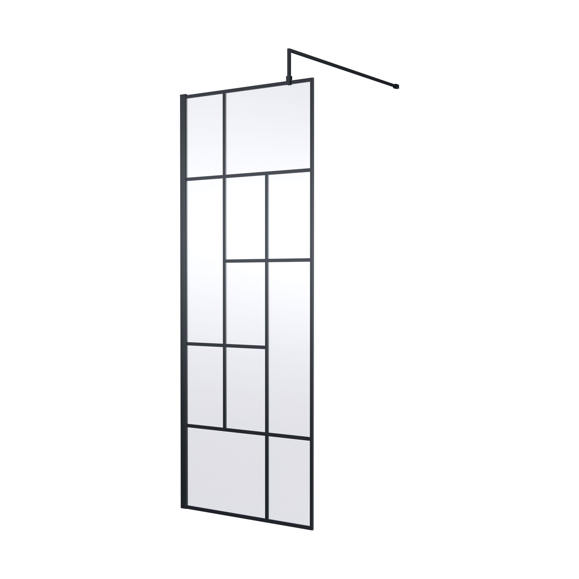 [BEFB076] Balterley Contemporary Bathroom Abstract Frame Design 8mm Glass Wetroom Screen, 1950 x 700 x 14mm, Matt Black - Cutout