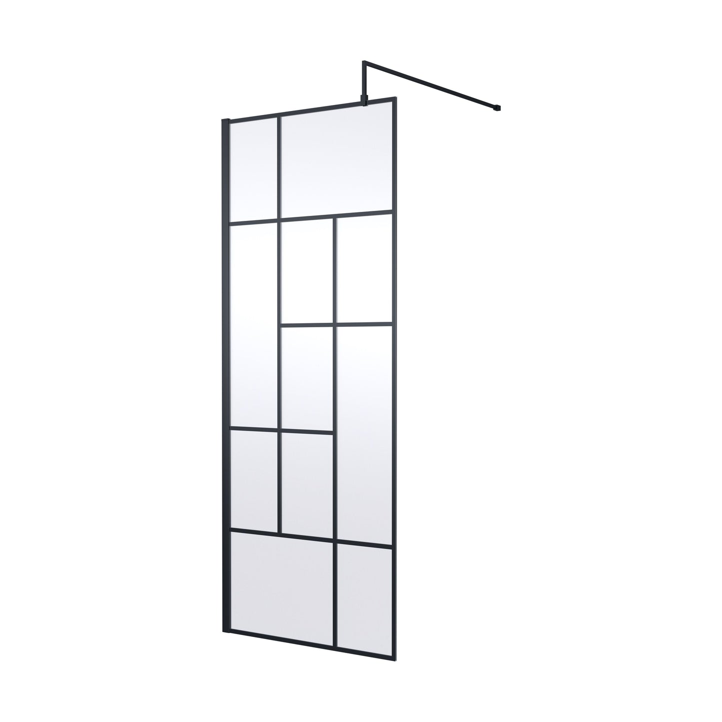 [BEFB080] Balterley Contemporary Bathroom Abstract Frame Design 8mm Glass Wetroom Screen, 1950 x 700 x 14mm, Matt Black - Cutout