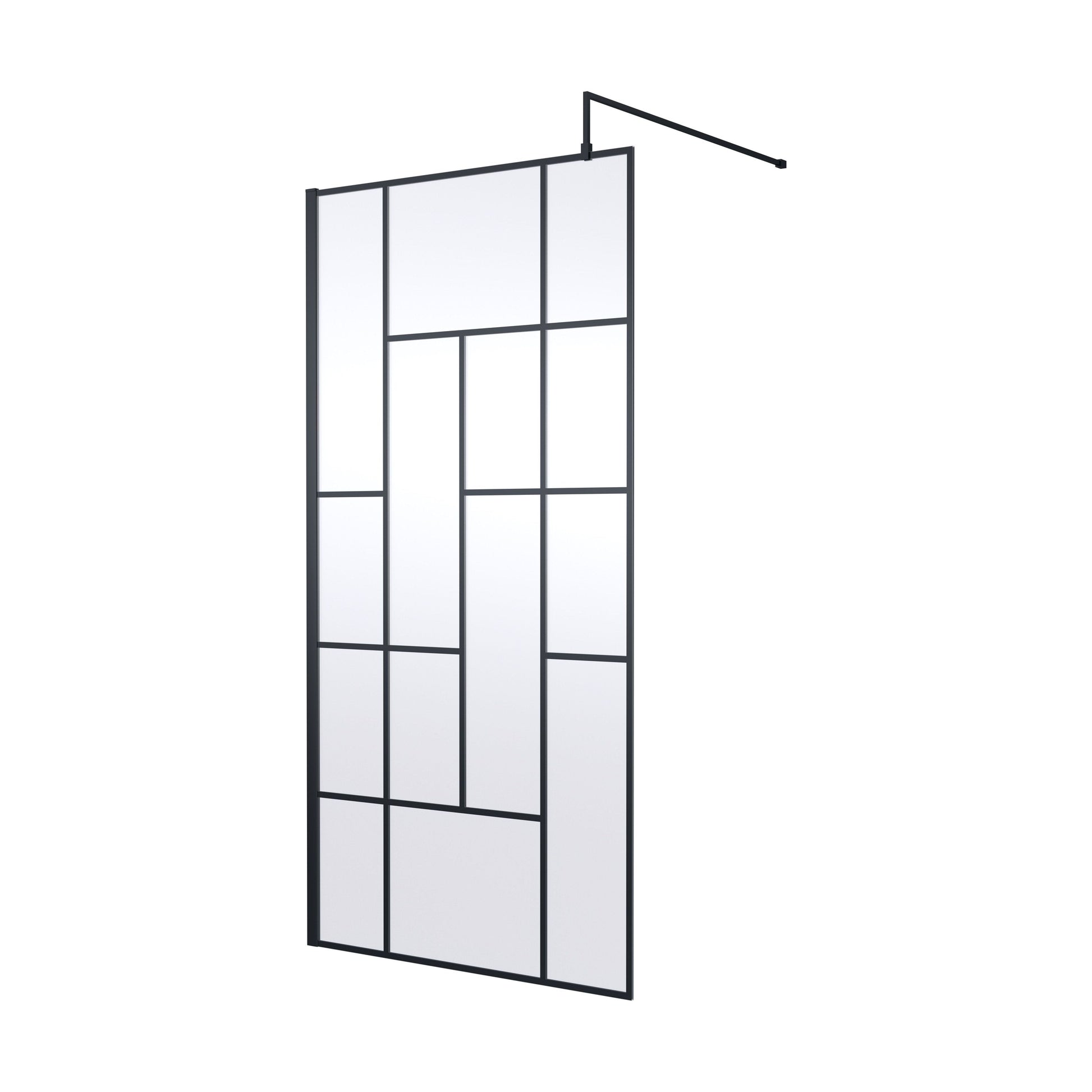 [BEFB10] Balterley Contemporary Bathroom Abstract Frame Design 8mm Glass Wetroom Screen, 1950 x 700 x 14mm, Matt Black - Cutout