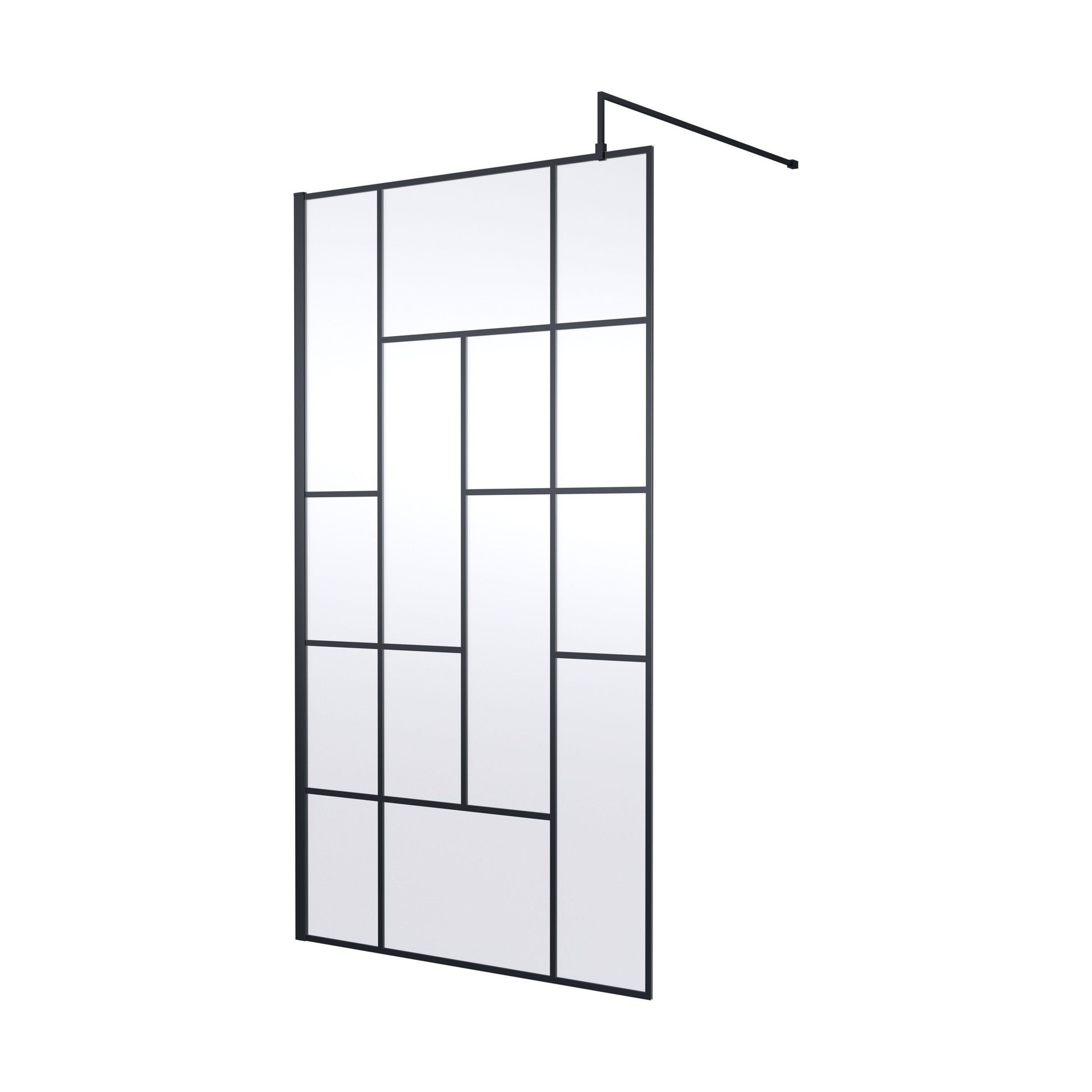 [BEFB11] Balterley Contemporary Bathroom Abstract Frame Design 8mm Glass Wetroom Screen, 1950 x 700 x 14mm, Matt Black - Cutout