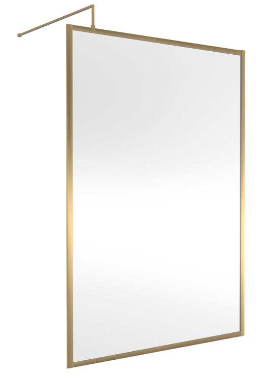 Balterley Contemporary Bathroom 8mm Glass Full Outer Frame Wetroom Screen, Brushed Brass, 1950 x 1400 x 1000mm