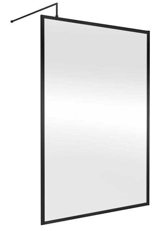 Balterley Contemporary Bathroom 8mm Glass Full Outer Frame Wetroom Screen, Matt Black, 1950 x 1400 x 1000mm