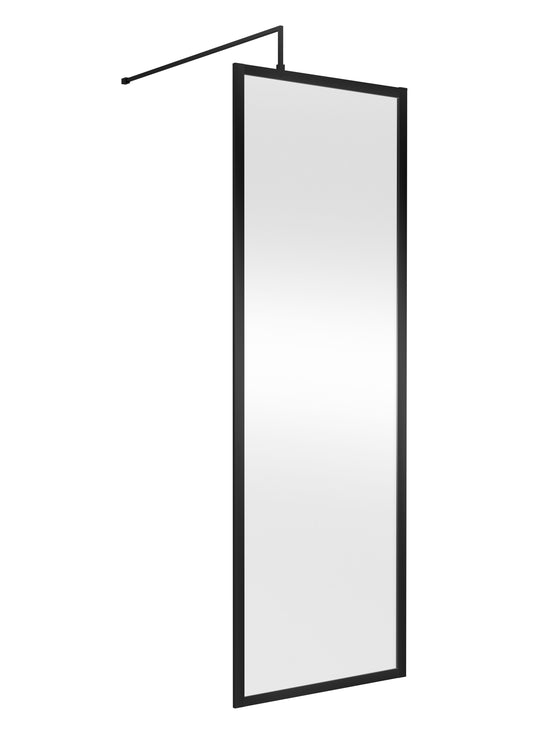 Balterley Contemporary Bathroom 8mm Glass Full Outer Frame Wetroom Screen, Matt Black, 1950 x 700 x 1000mm