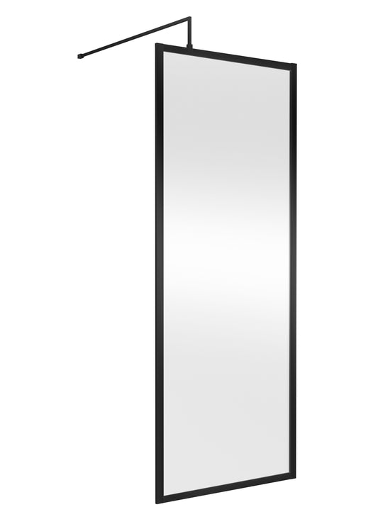 Balterley Contemporary Bathroom 8mm Glass Full Outer Frame Wetroom Screen, Matt Black, 1950 x 800 x 1000mm
