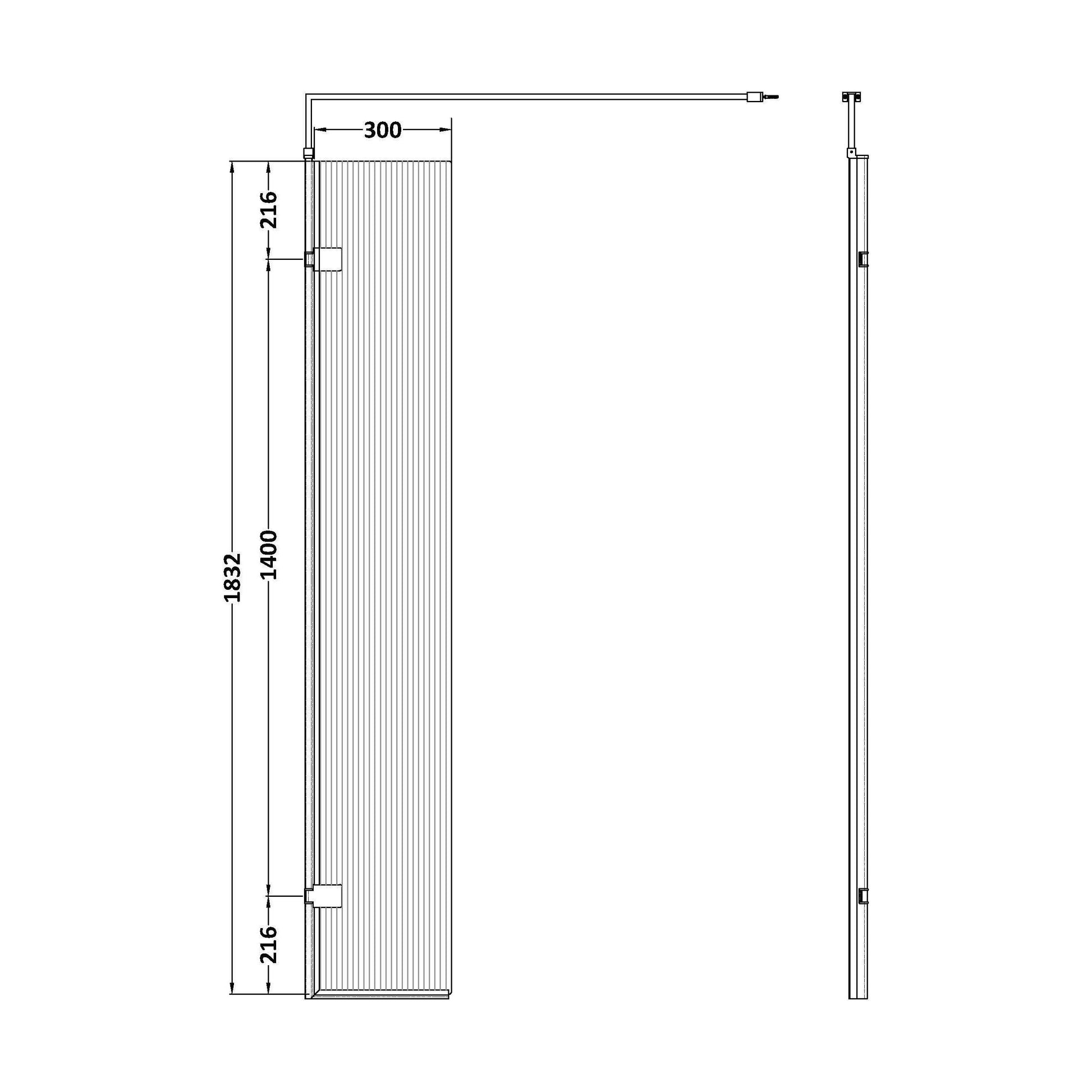 [BEFL1830GM] Fluted Swing Screen 300x1850 PW - Technical Drawing