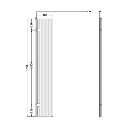 [BEFL1830GM] Fluted Swing Screen 300x1850 PW - Technical Drawing