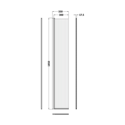 [BEFL1830HCBB] 1850 x 300 x 8mm Fluted Hinged Screen - Technical Drawing