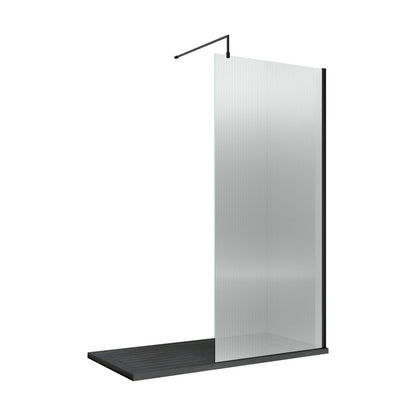 [BEFL19510MB] Balterley Contemporary Bathroom 8mm Fluted Glass Wetroom Screen with Support Bar, 1950 x 800 x 14mm, Polished Chrome - Cutout