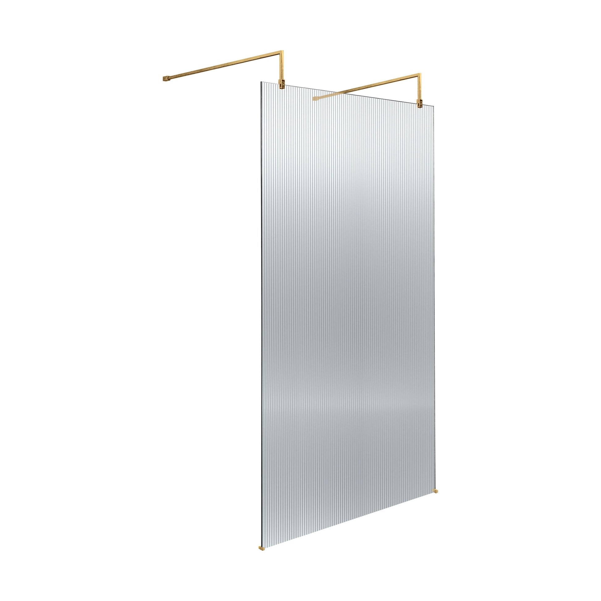 [BEFLAF1000BB] Balterley Contemporary Bathroom 8mm Fluted Glass Wetroom Screen with Arms & Feet, 2091 x 770 x 1000mm, Polished Chrome - Cutout