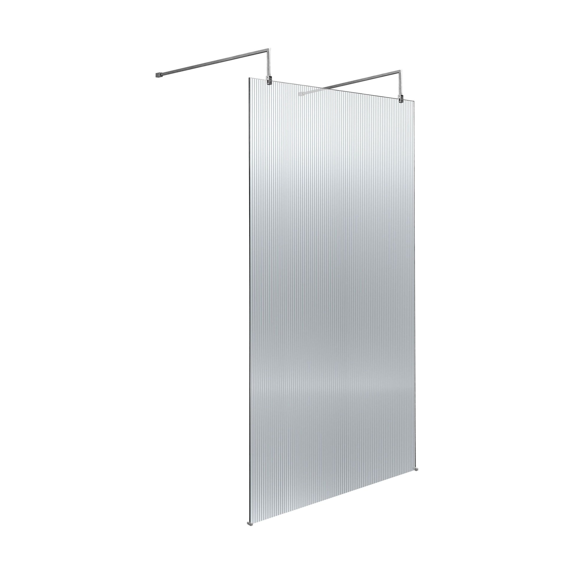 [BEFLAF1000CP] Balterley Contemporary Bathroom 8mm Fluted Glass Wetroom Screen with Arms & Feet, 2091 x 770 x 1000mm, Polished Chrome - Cutout
