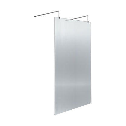 [BEFLAF1000CP] Balterley Contemporary Bathroom 8mm Fluted Glass Wetroom Screen with Arms & Feet, 2091 x 770 x 1000mm, Polished Chrome - Cutout