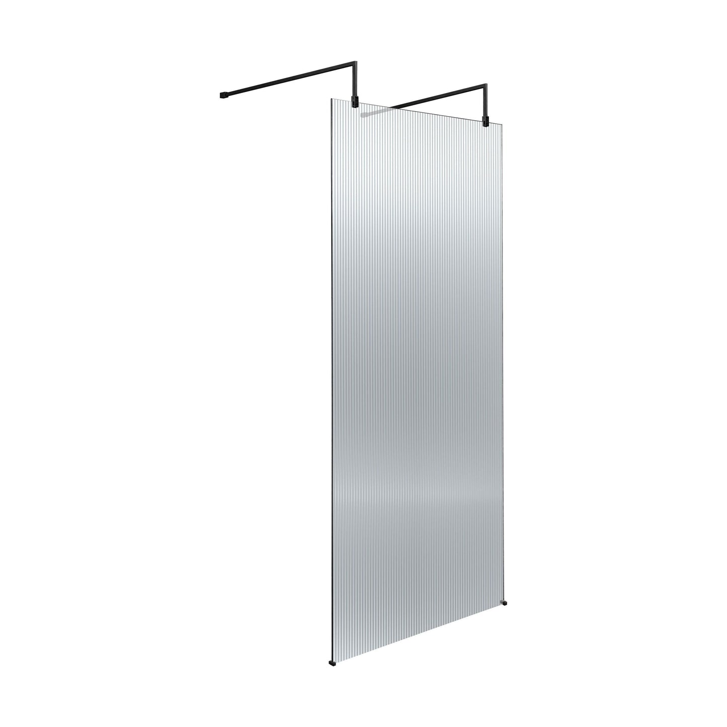 [BEFLAF800MB] Balterley Contemporary Bathroom 8mm Fluted Glass Wetroom Screen with Arms & Feet, 2091 x 770 x 1000mm, Polished Chrome - Cutout