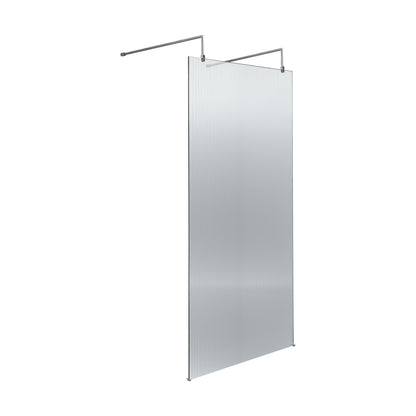 [BEFLAF900CP] Balterley Contemporary Bathroom 8mm Fluted Glass Wetroom Screen with Arms & Feet, 2091 x 770 x 1000mm, Polished Chrome - Cutout