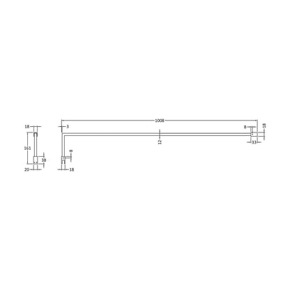 [BEFX025] Balterley Wetroom Accessories Screen Support Bar Kit - Brushed Brass - Technical Drawing