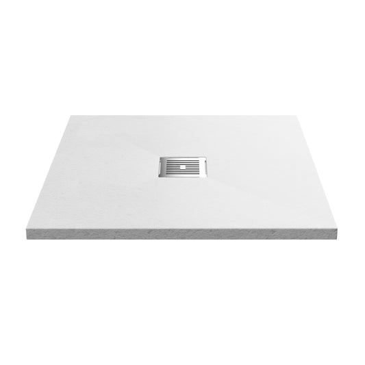 Balterley Shower Tray 800mm Premium Slimline Square Shower Tray - Slate White