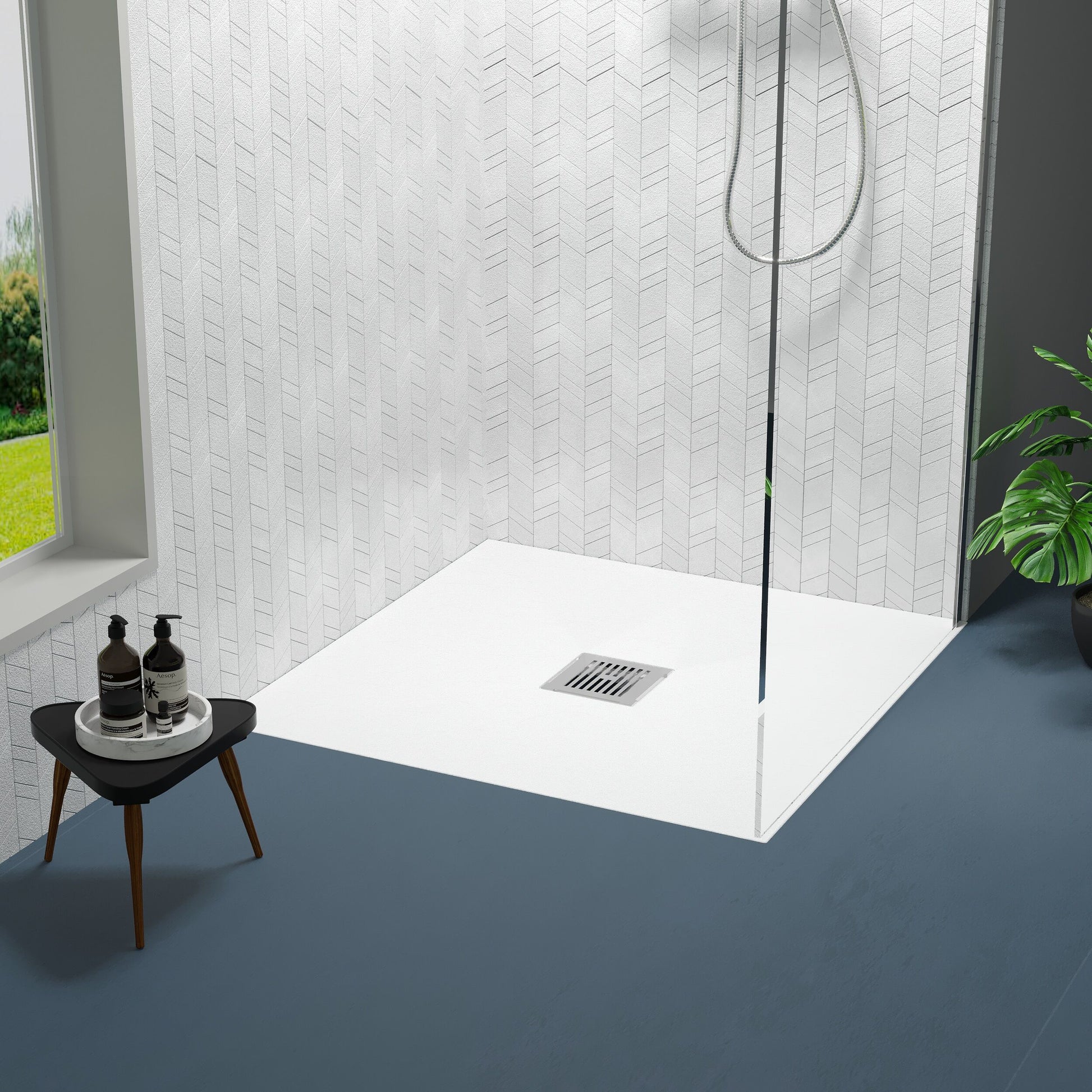 [BELT61010] Balterley Shower Tray Ultra-Slim 32mm Low-Profile Square - Choice of Size and Finish - Lifestyle 1