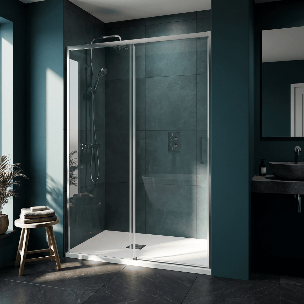 [BELT61013] Balterley Shower Tray Premium Slimline Rectangular - Multiple Sizes and Finishes - Lifestyle 3