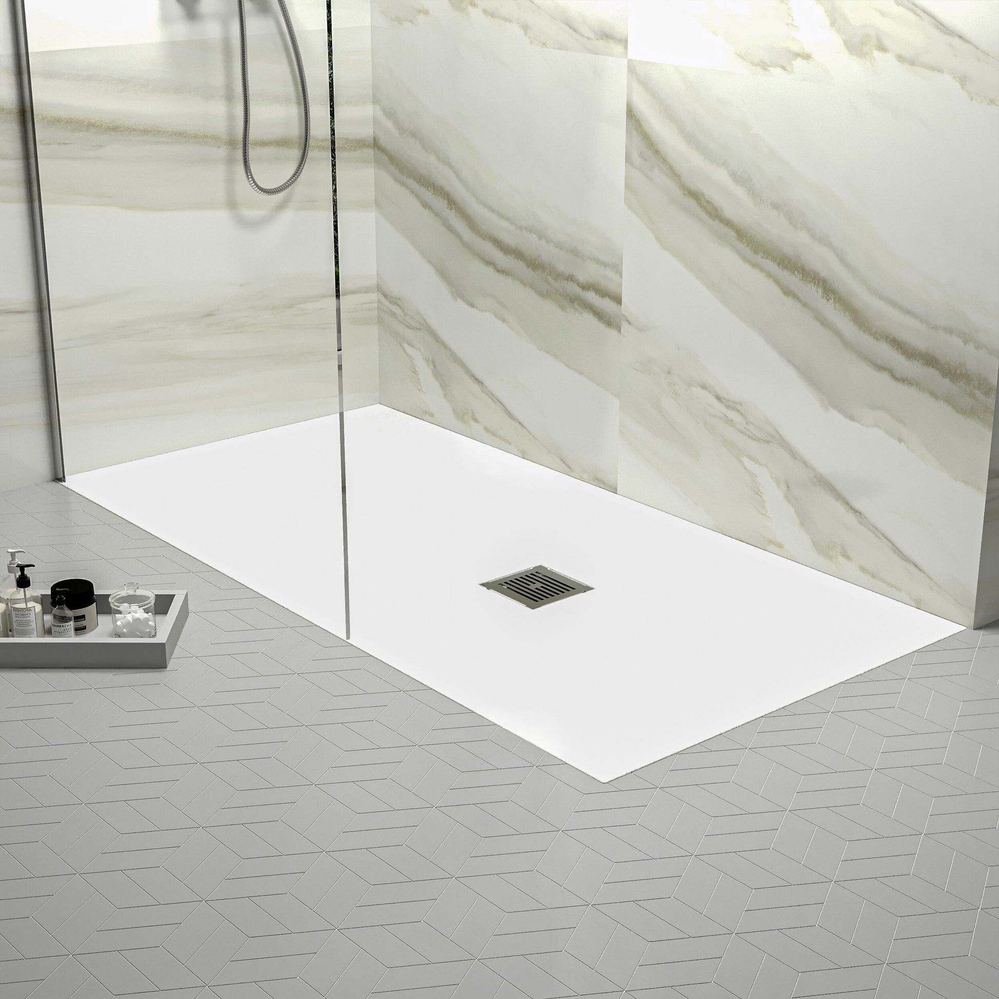 [BELT61053] Balterley Shower Tray Premium Slimline Rectangular - Multiple Sizes and Finishes - Lifestyle 1