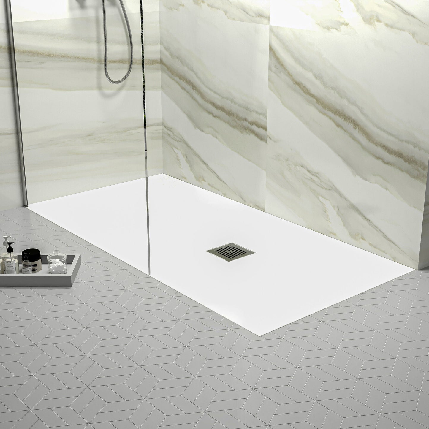 [BELT61054] Balterley Shower Tray Premium Slimline Rectangular - Multiple Sizes and Finishes - Lifestyle 1