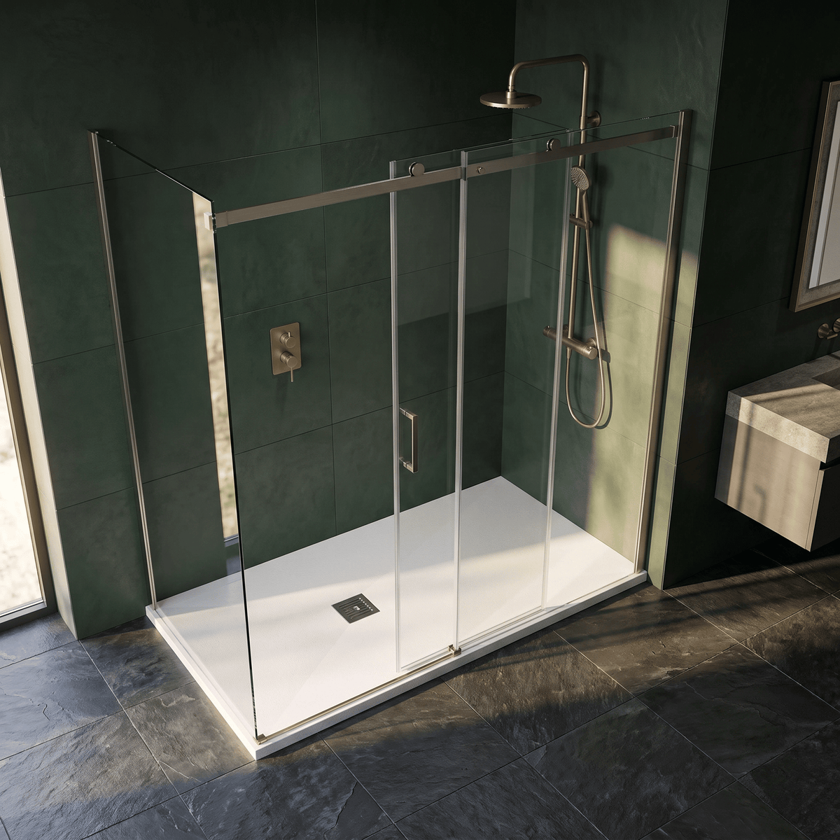 [BELT61061] Balterley Shower Tray Premium Slimline Rectangular - Multiple Sizes and Finishes - Lifestyle 2