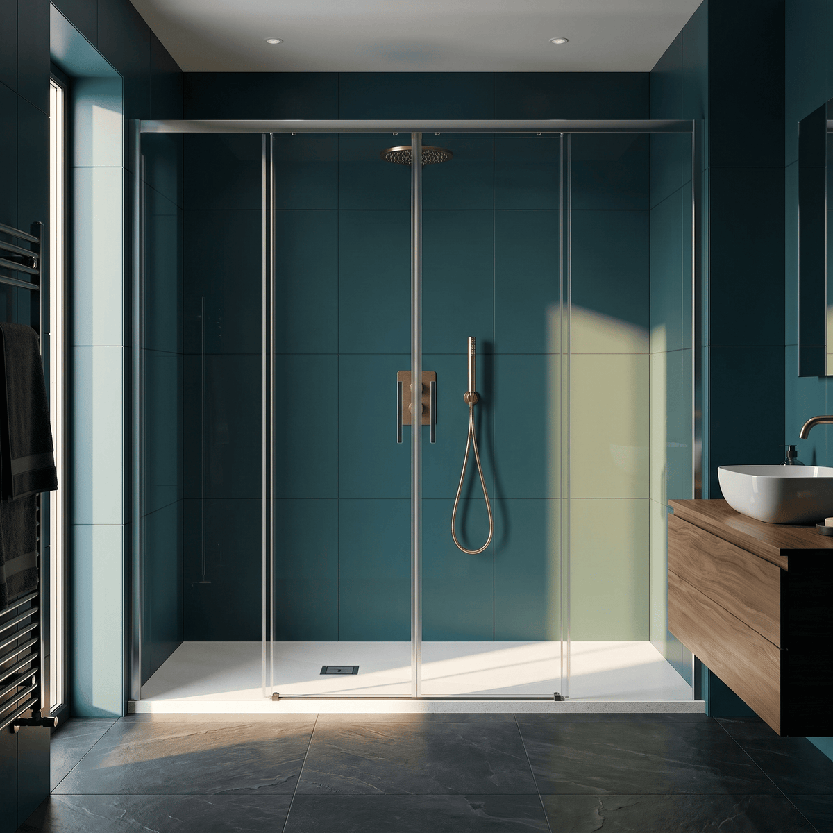 [BELT61061] Balterley Shower Tray Premium Slimline Rectangular - Multiple Sizes and Finishes - Lifestyle 3