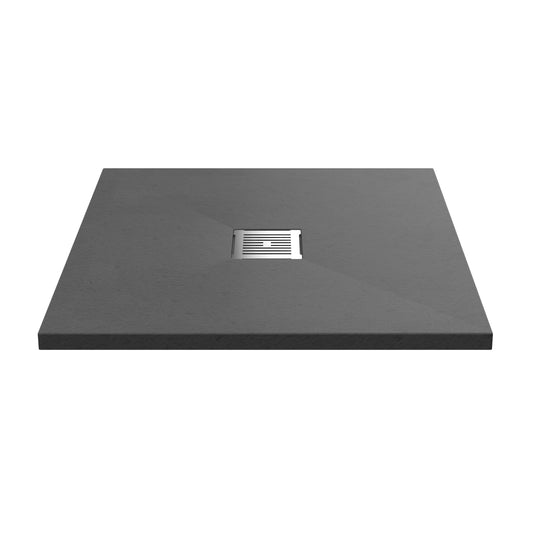 800mm Premium Slimline Square Shower Tray - Slate Grey