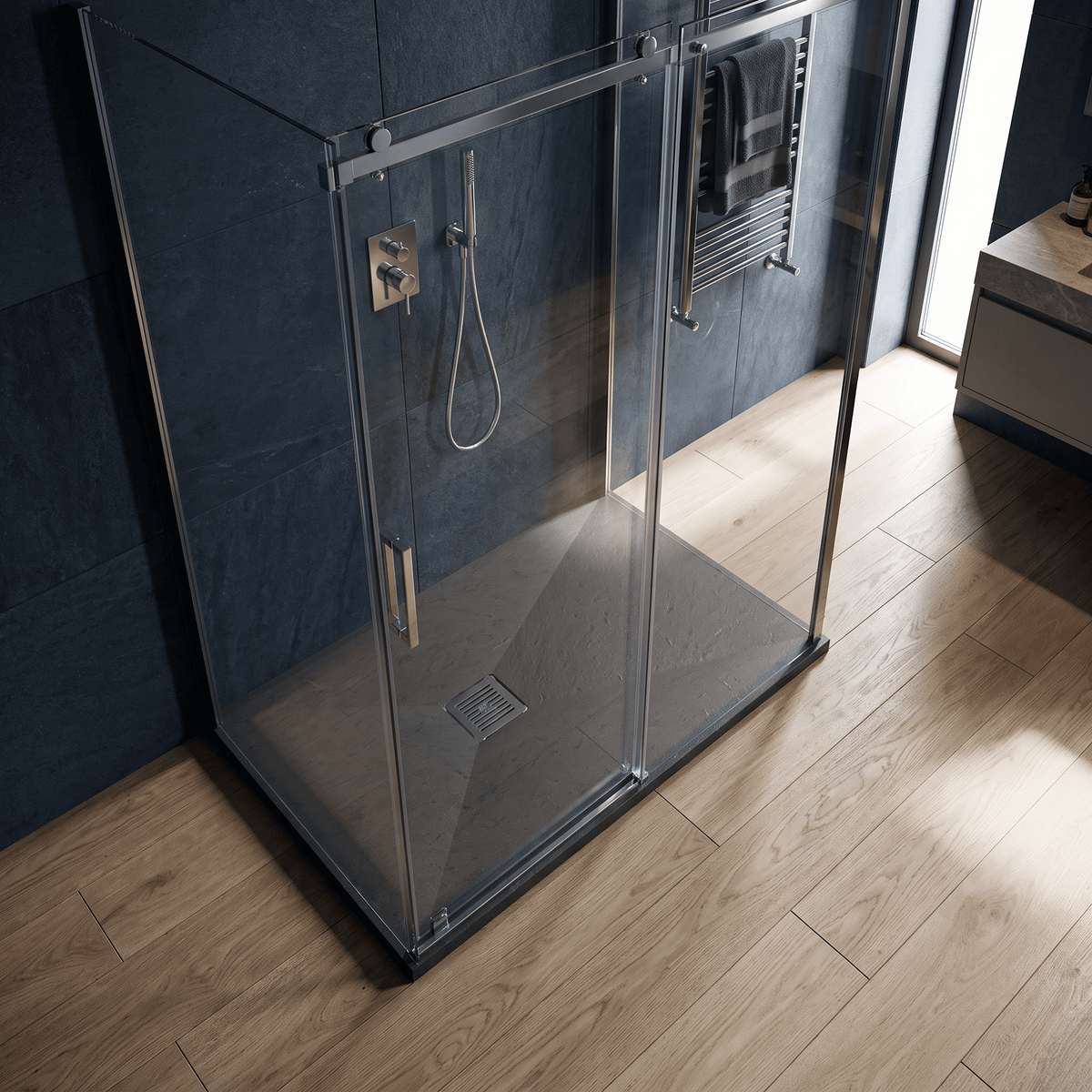 [BELT71013] Balterley Shower Tray Premium Slimline Rectangular - Multiple Sizes and Finishes - Lifestyle 2