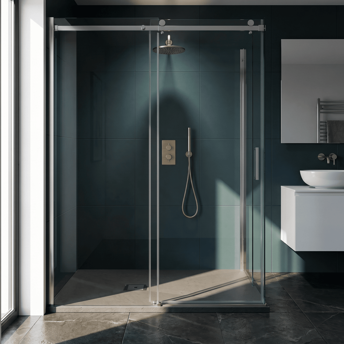 [BELT71013] Balterley Shower Tray Premium Slimline Rectangular - Multiple Sizes and Finishes - Lifestyle 3