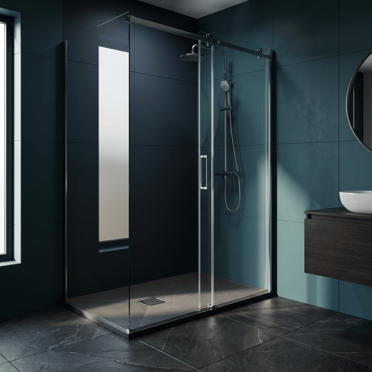 [BELT71021] Balterley Shower Tray Premium Slimline Rectangular - Multiple Sizes and Finishes - Lifestyle 1
