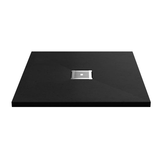 800mm Premium Slimline Square Shower Tray - Slate Black