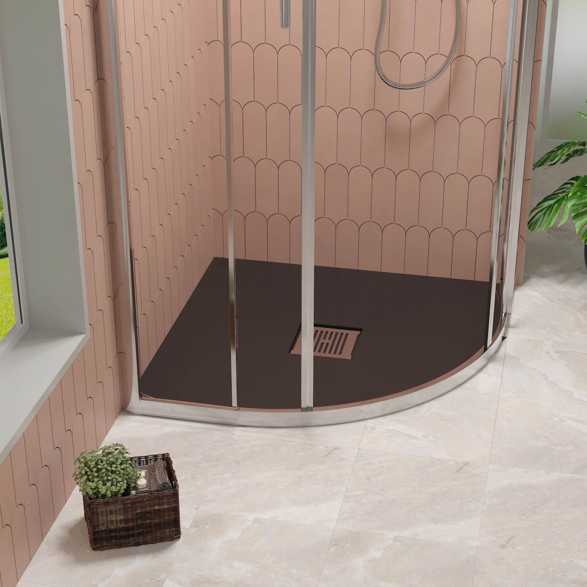 [BELT91106] Balterley Shower Tray Premium Slimline Quadrant - Multiple Sizes and Finishes - Lifestyle 1