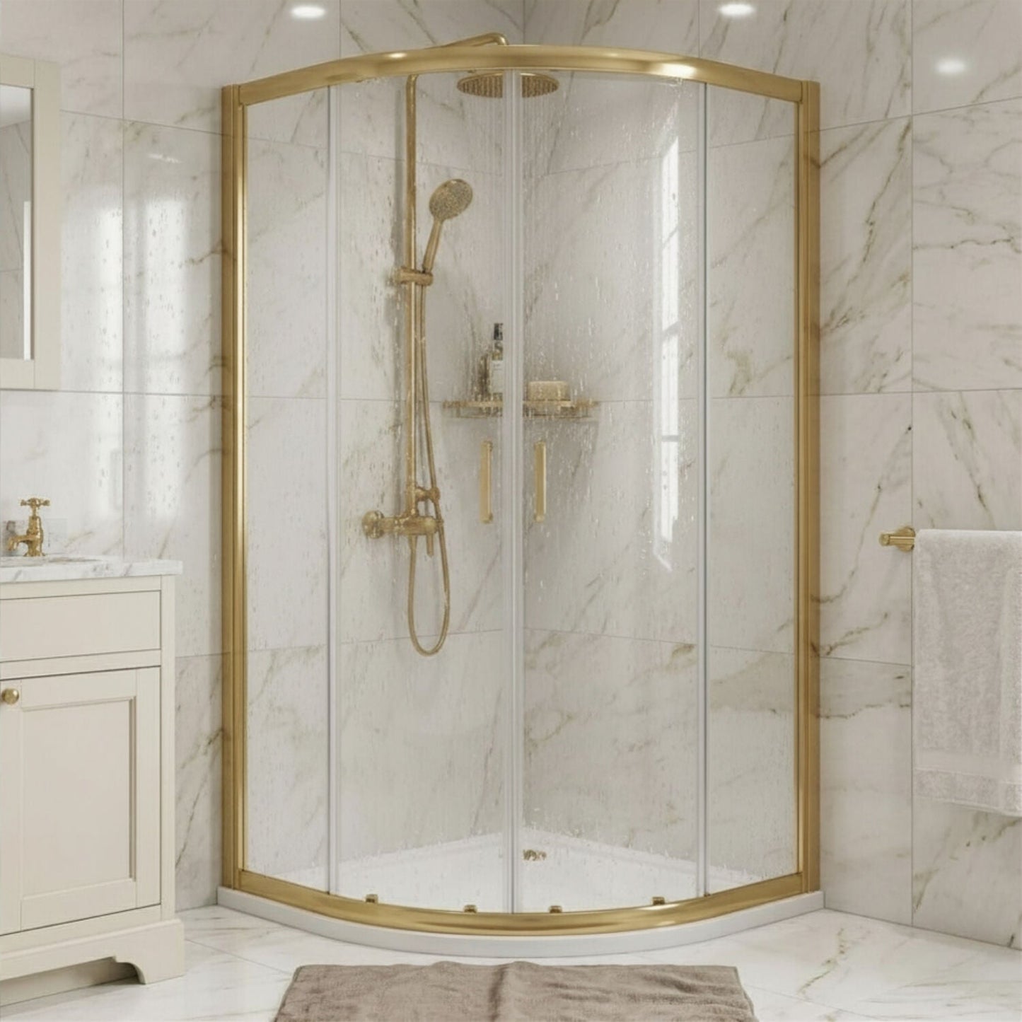 [BELUQ10BB-E8] Ellenhall 8mm Toughened Safety Glass Quadrant Shower Enclosure, 1900mm Height - Choice of Finish - Silo