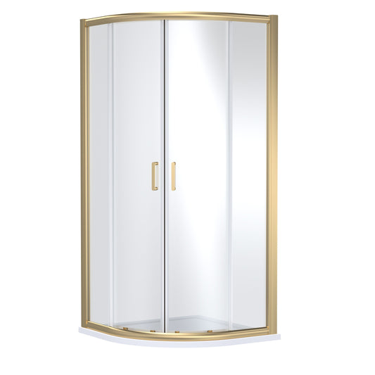 Contemporary 8mm Glass Quadrant Shower Enclosure, 900 x 900mm, Brushed Brass