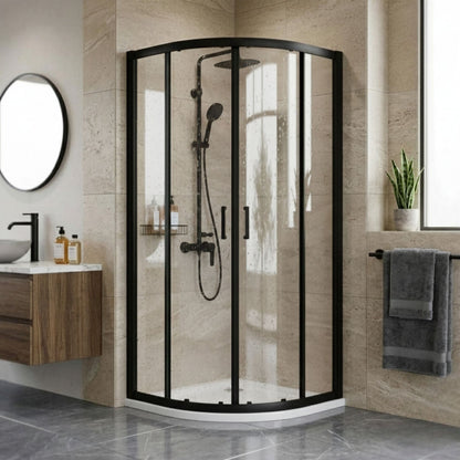 [BELUQ9BP-E8] Ellenhall 8mm Toughened Safety Glass Quadrant Shower Enclosure, 1900mm Height - Choice of Finish - Silo