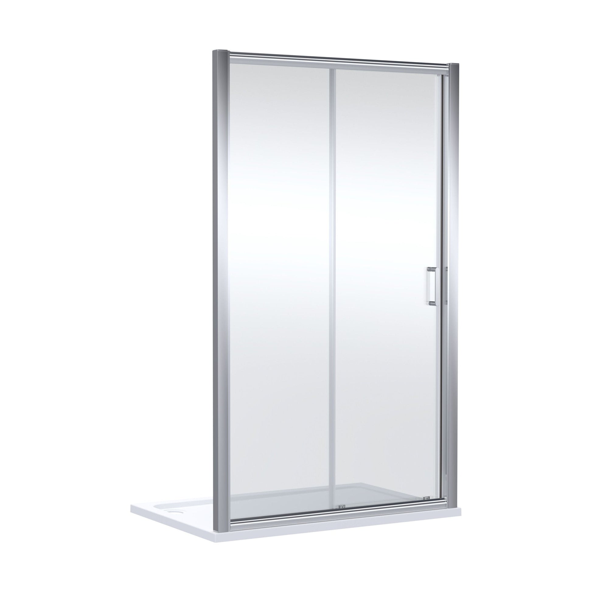 [BELUSL14-E8] Ellenhall 8mm Toughened Safety Glass Sliding Shower Door, 1900mm Height - Choice of Size and Finish - Cutout