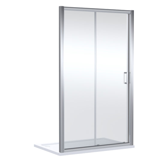 Contemporary 8mm Glass Sliding Reversible Sliding Shower Door, 1400mm, Chrome