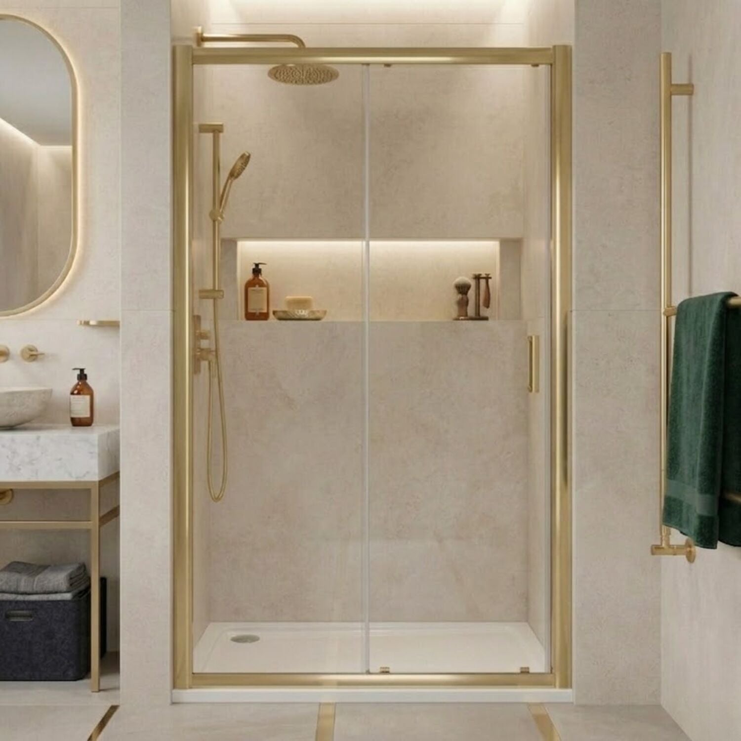 [BELUSL14BB-E8] Ellenhall 8mm Toughened Safety Glass Sliding Shower Door, 1900mm Height - Choice of Size and Finish - Silo