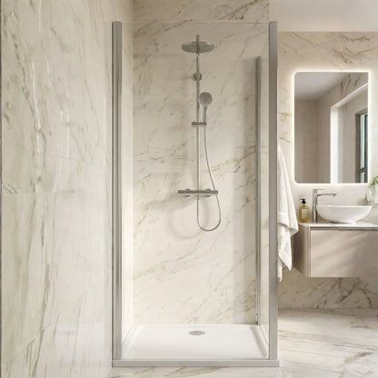 [BELUSP10-E8] Ellenhall 8mm Toughened Safety Glass Shower Side Panel, 1900mm Height - Choice of Size and Finish - Silo