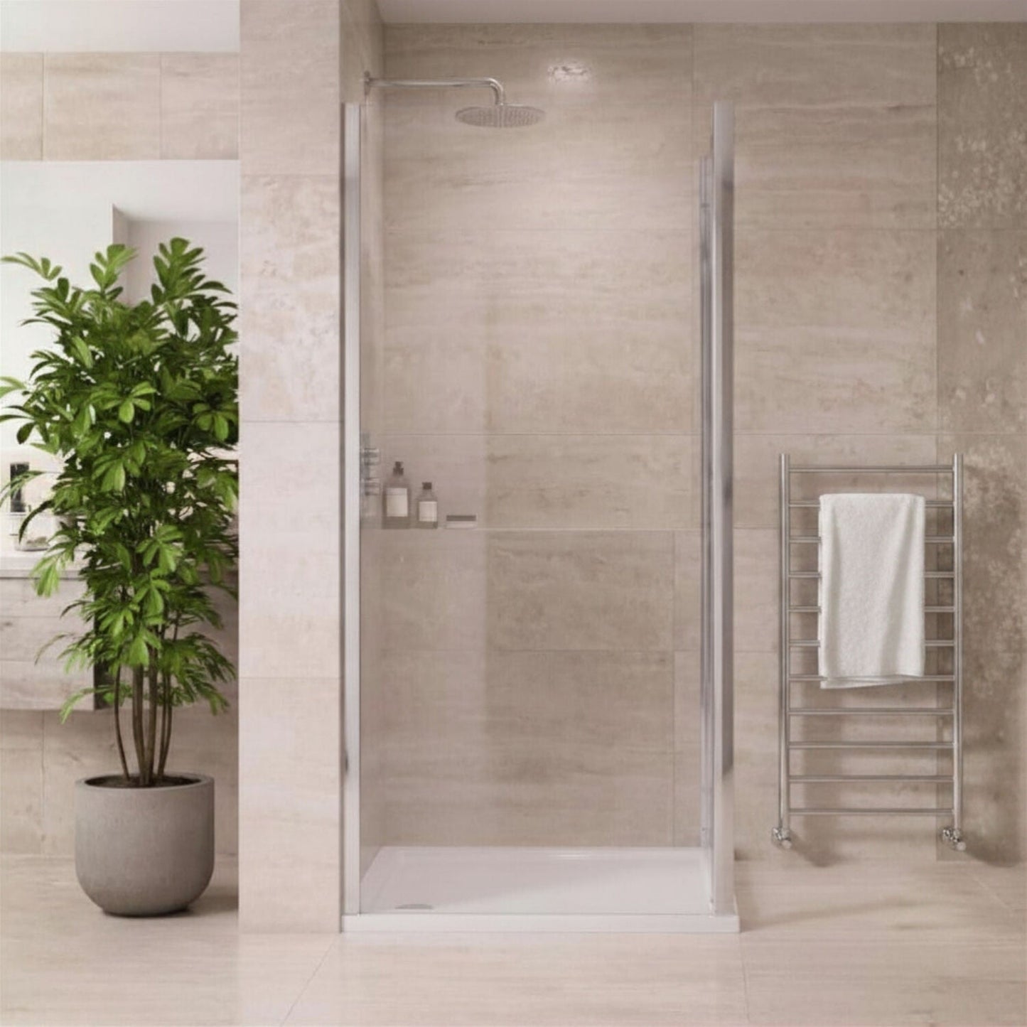 [BELUSP90-E8] Ellenhall 8mm Toughened Safety Glass Shower Side Panel, 1900mm Height - Choice of Size and Finish - Silo