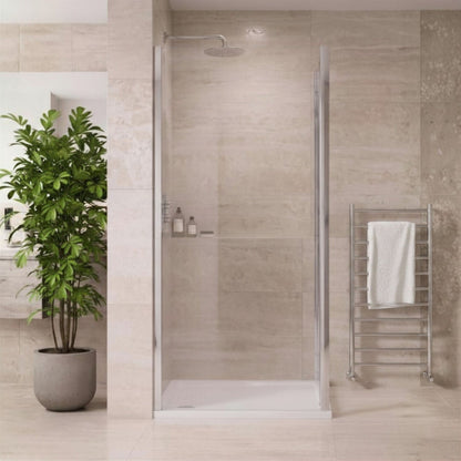 [BELUSP90-E8] Ellenhall 8mm Toughened Safety Glass Shower Side Panel, 1900mm Height - Choice of Size and Finish - Silo