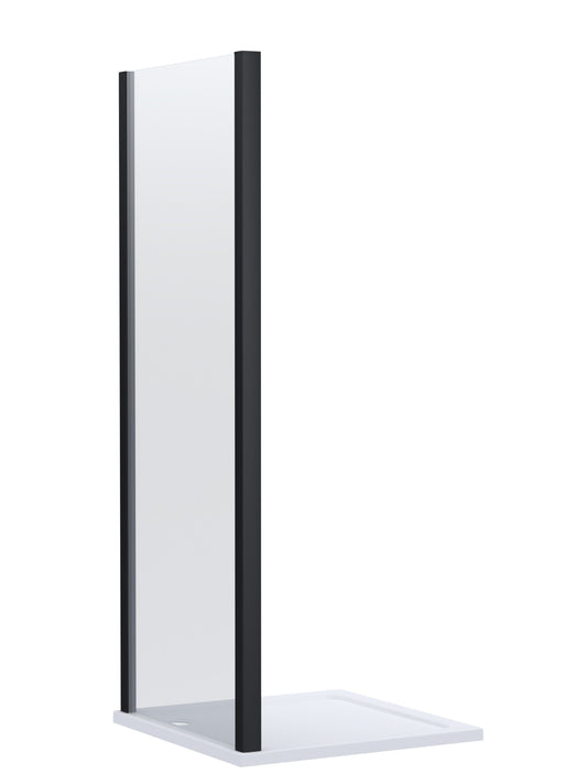 Contemporary Shower Enclosure 8mm Glass Side Panel, 900mm, Matt Black