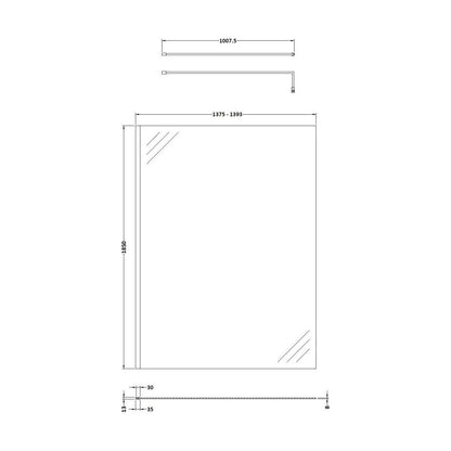 [BERSCBP14] 1400 Wetroom panel/suport bar, MB - Technical Drawing