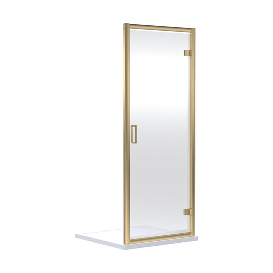 [BERUHD70BB] 6mm Toughened Safety Glass Reversible Hinged Shower Door - 700mm - Brushed Brass - Cutout