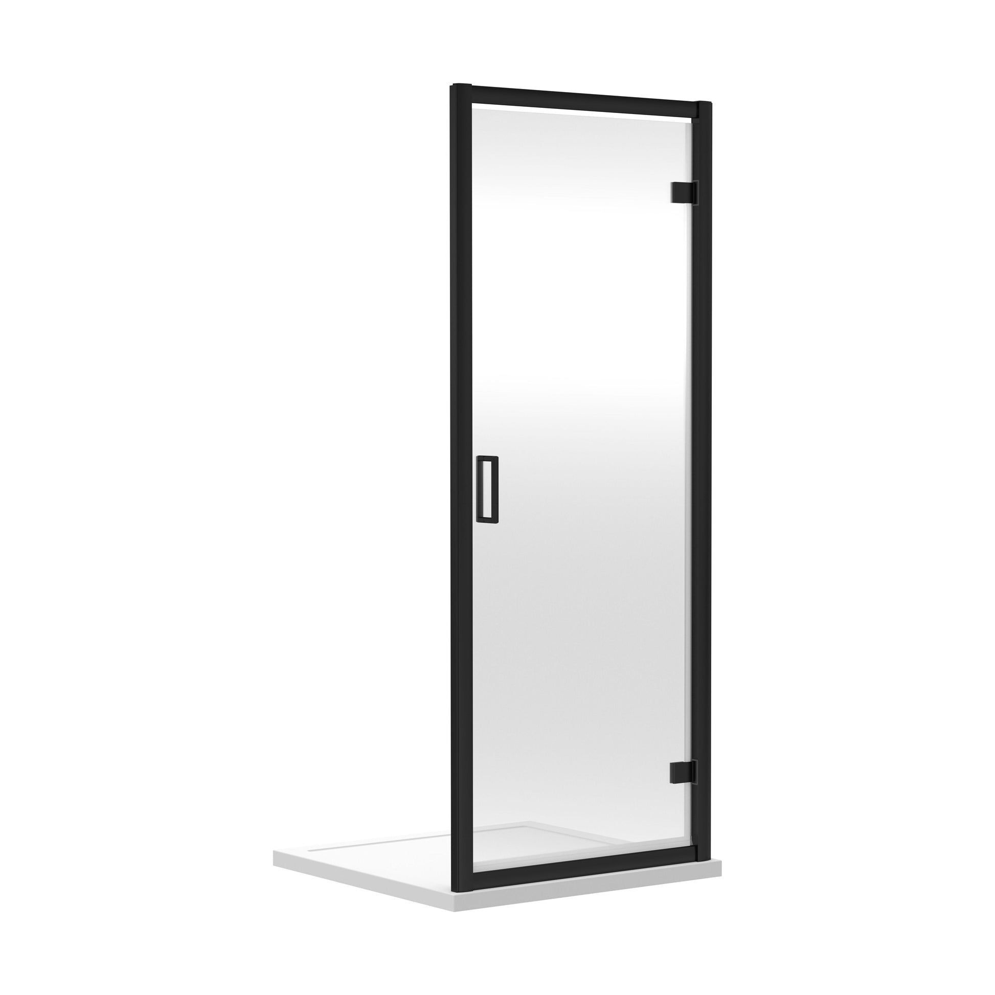 [BERUHD76BP] 6mm Toughened Safety Glass Reversible Hinged Shower Door - 760mm - Black - Cutout